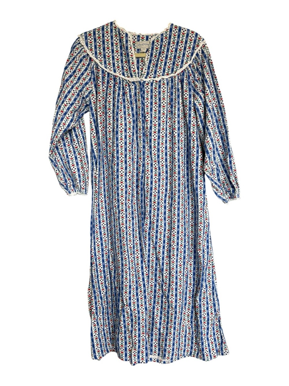 Lanz of Salzburg Floral Stripe Prairie Nightgown Dress Size Small